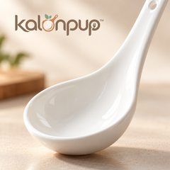 kalonpup™ Tableware Accents Series – Long-Handled Ceramic Soup Spoon and Ladle