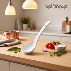 kalonpup™ Tableware Accents Series – Long-Handled Ceramic Soup Spoon and Ladle