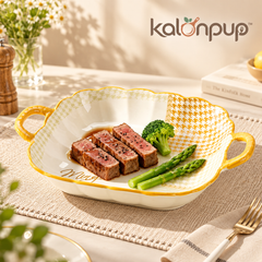 kalonpup™ Oven-to-Table Series – Square Ceramic Baking Dish with Double Handles