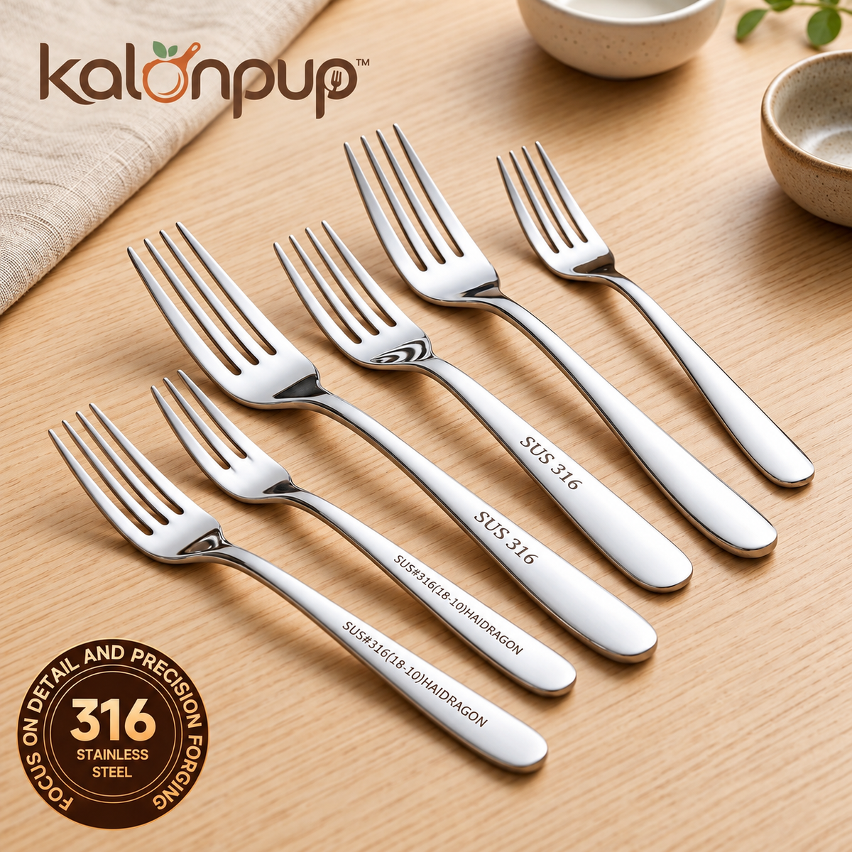 kalonpup™ Gourmet Dining Series – 316 316-grade Stainless Steel Dining Forks