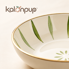 kalonpup™ Artisan Dining Series – Nordic Hand-Painted Ceramic Bowl and Plate Set