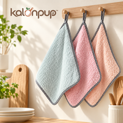 kalonpup™ Home Comfort Series – Ultra-Absorbent Coral Fleece Hanging Dish Towel